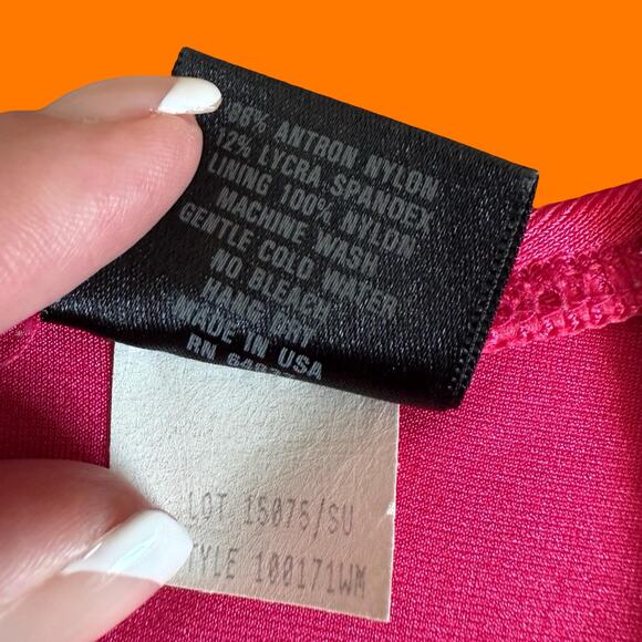 80's 90's vintage hot pink shiny shimmery sports bra XL workout athleisure - Picture 5 of 5